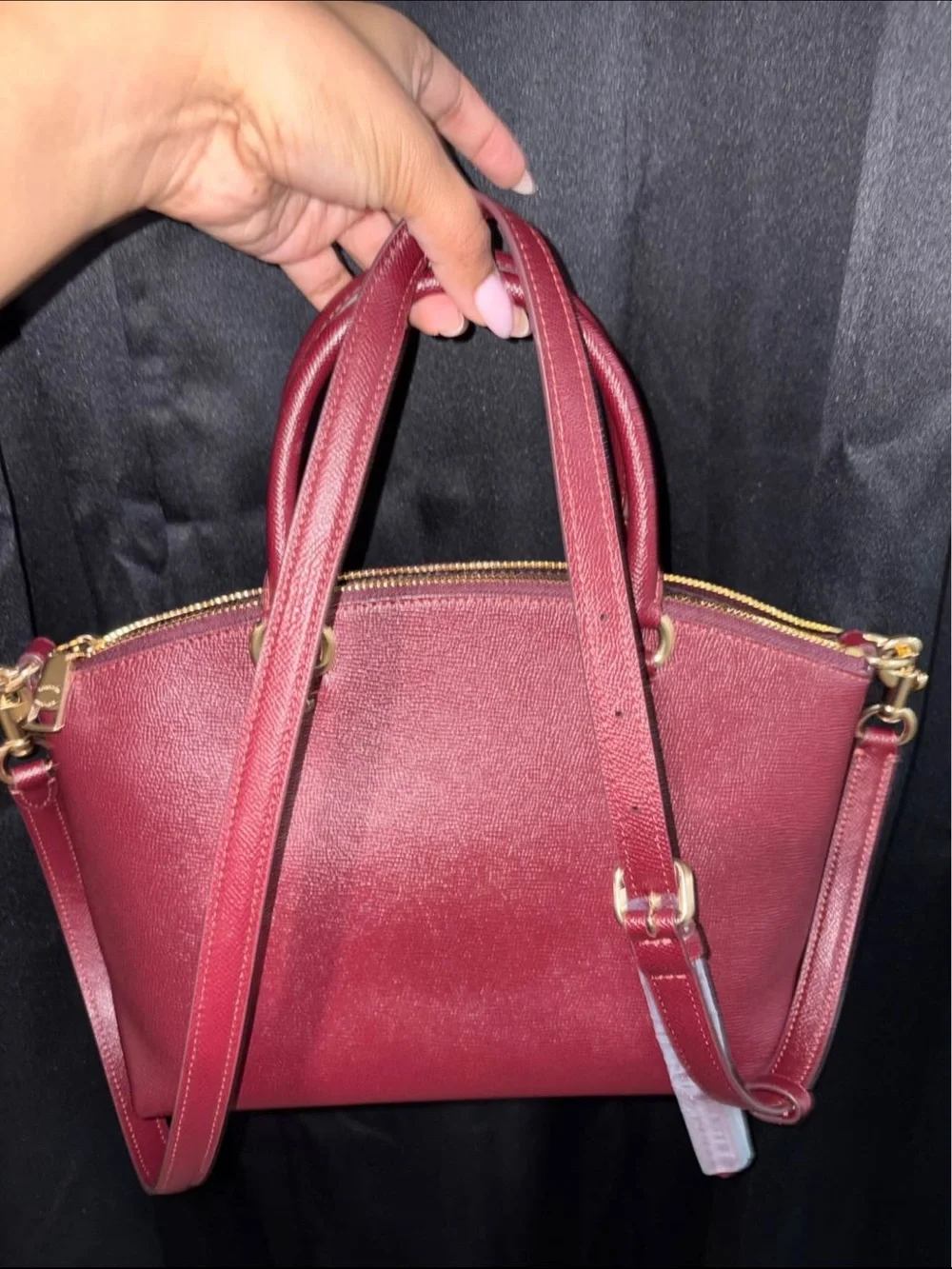 Coach Burgundy Leather Satchel with Gold Hardware